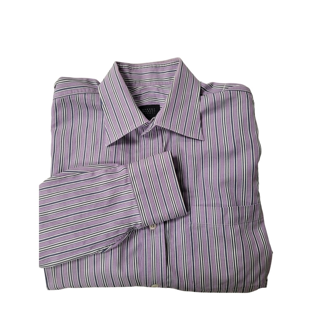Robert Talbott Carmel Striped Dress Shirt‎ Mens 16 35 Purple Blue 100% cotton